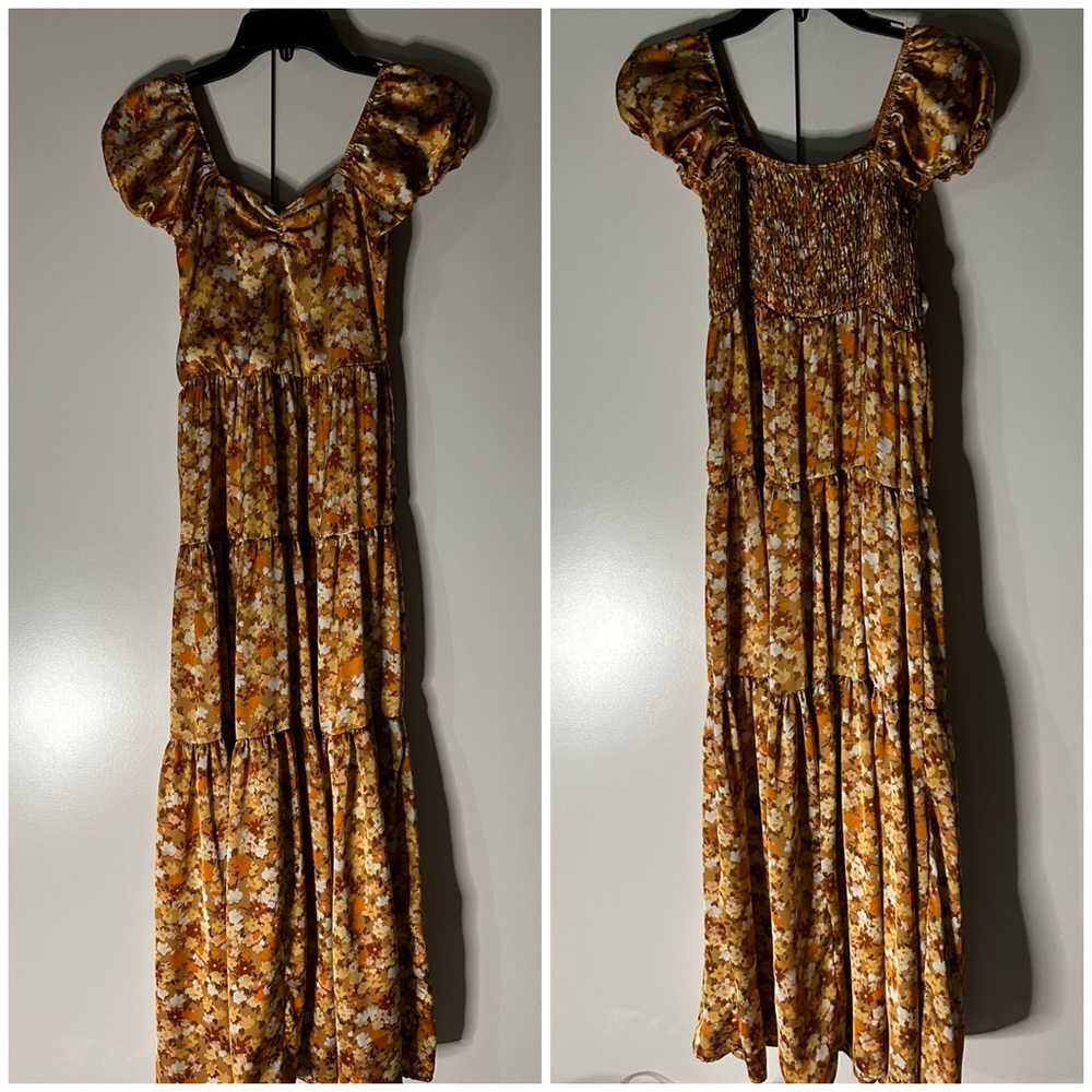 #B00 {EUC} VELVET TORCH floral maxi dress